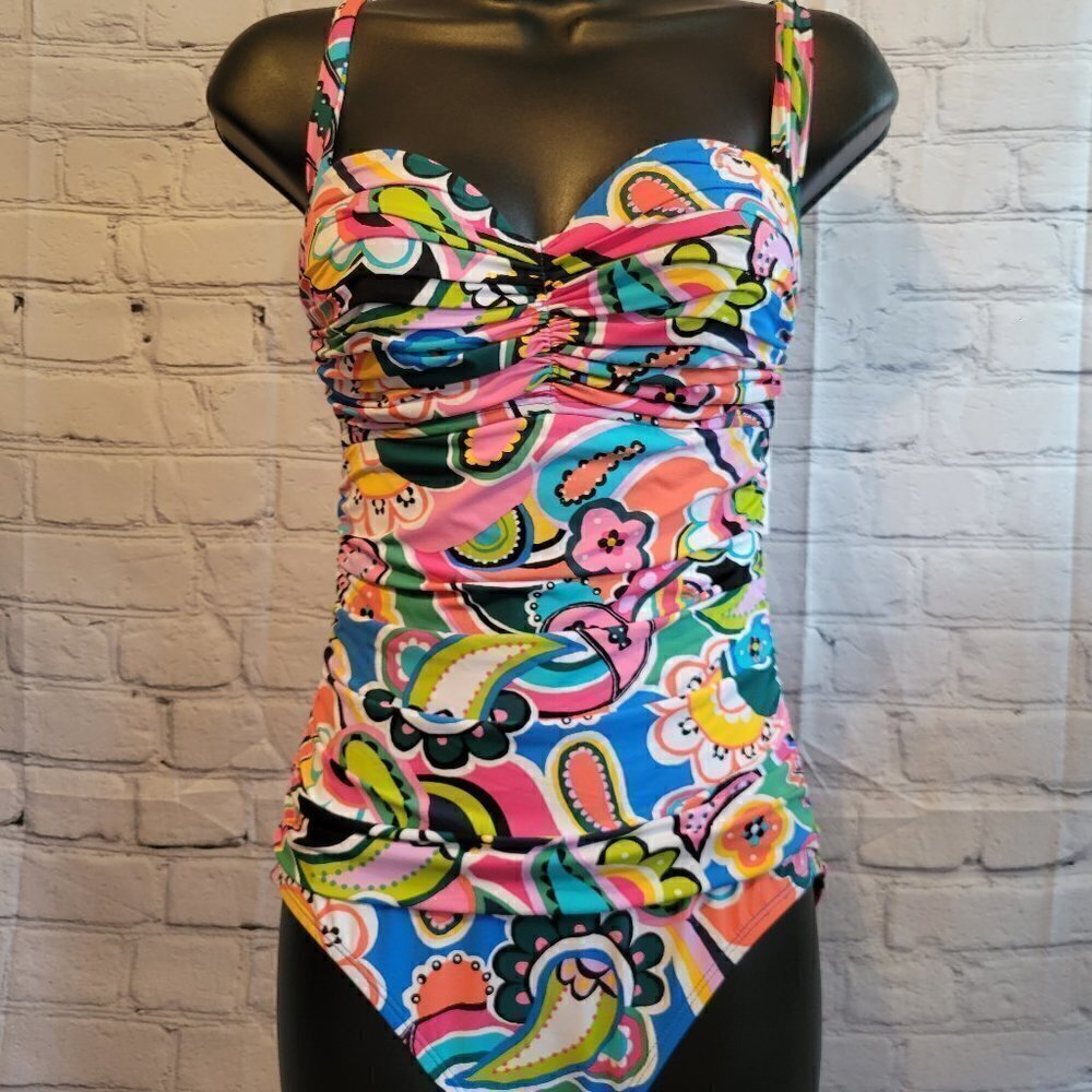 Bleu by Rod Beattie Printed Shirred Underwire One-Piece